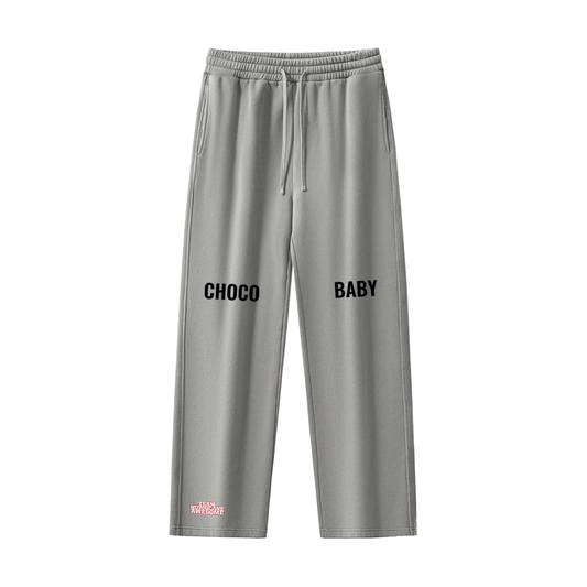 "CHOCO BABY" Frayed Enzyme Washed Fleece Sweatpants