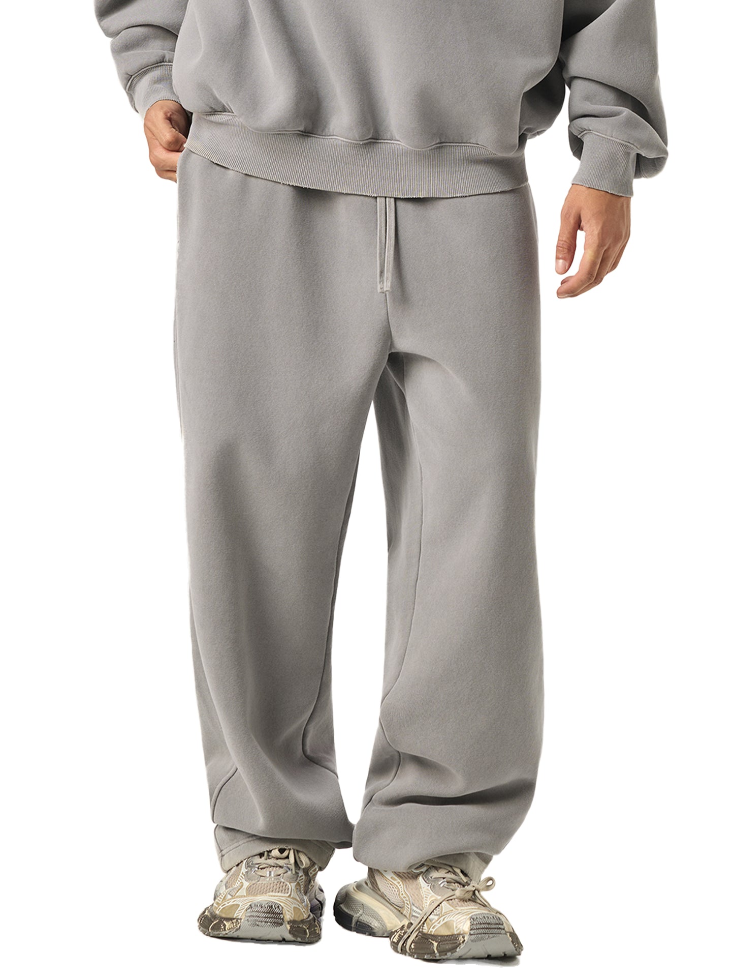 "CHOCO BABY" Frayed Enzyme Washed Fleece Sweatpants