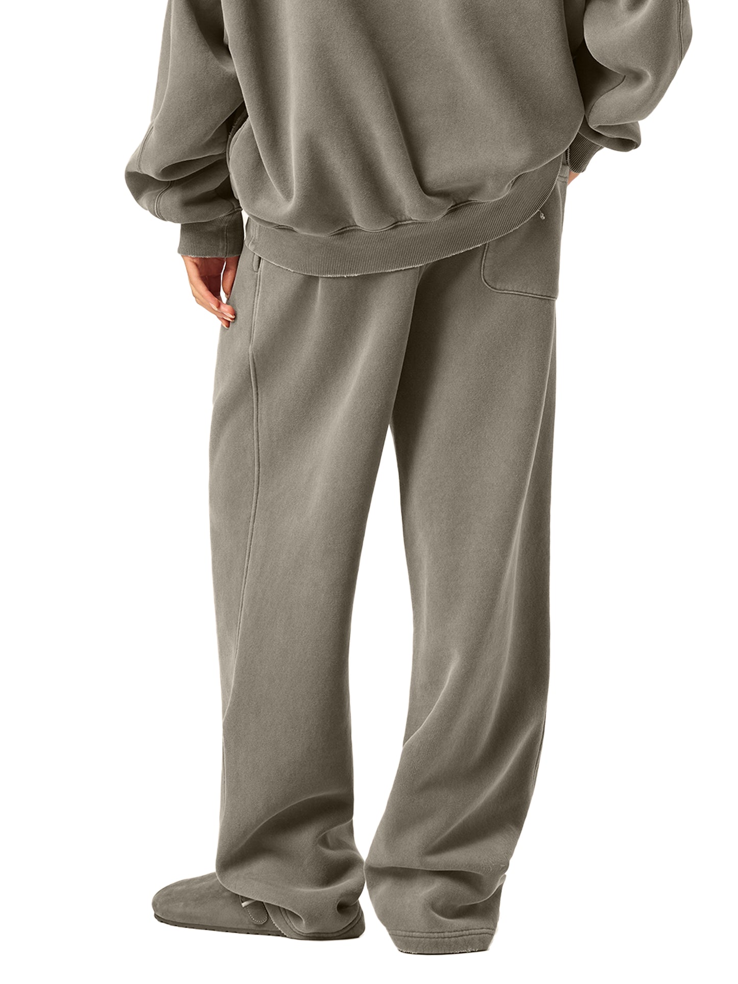"CHOCO BABY" Frayed Enzyme Washed Fleece Sweatpants